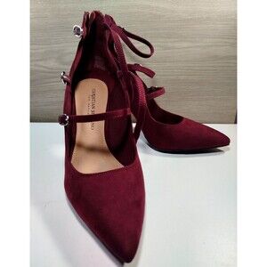 Christian Siriano Payless Burgundy Suede Strappy Pointed Toe Stiletto Heels 7W